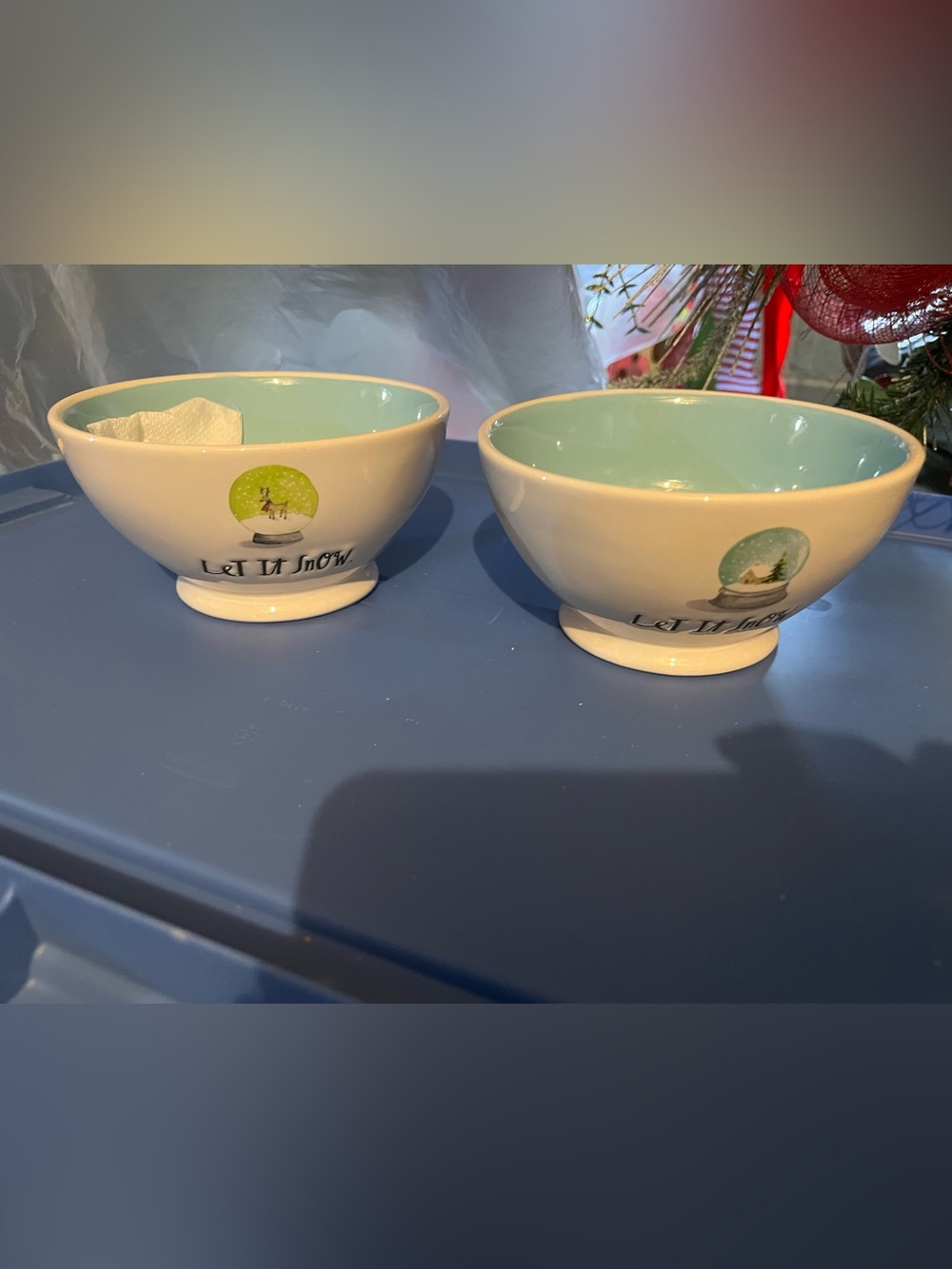 Rae Dunn Ceramic Dessert Bowls with Mint Interior - Set of 2